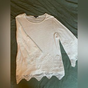 Adrianna Papell white lacy long sleeve top